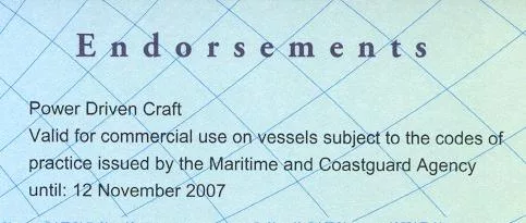 Yachtmaster commercial endorsment